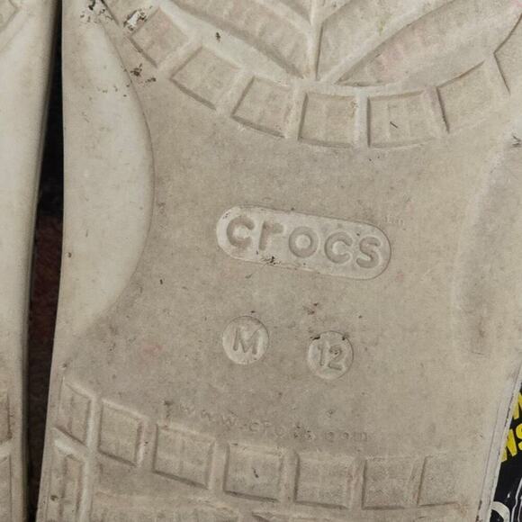 Crocs Smiley World Sandal Slide White Black Yellow Double Strap Mens Size 12 main image 5